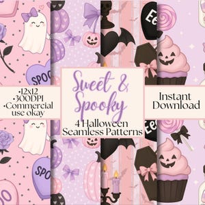 Pastel Halloween Digital Paper: süße, gruselige, nahtlose Muster (kommerzielle Nutzung