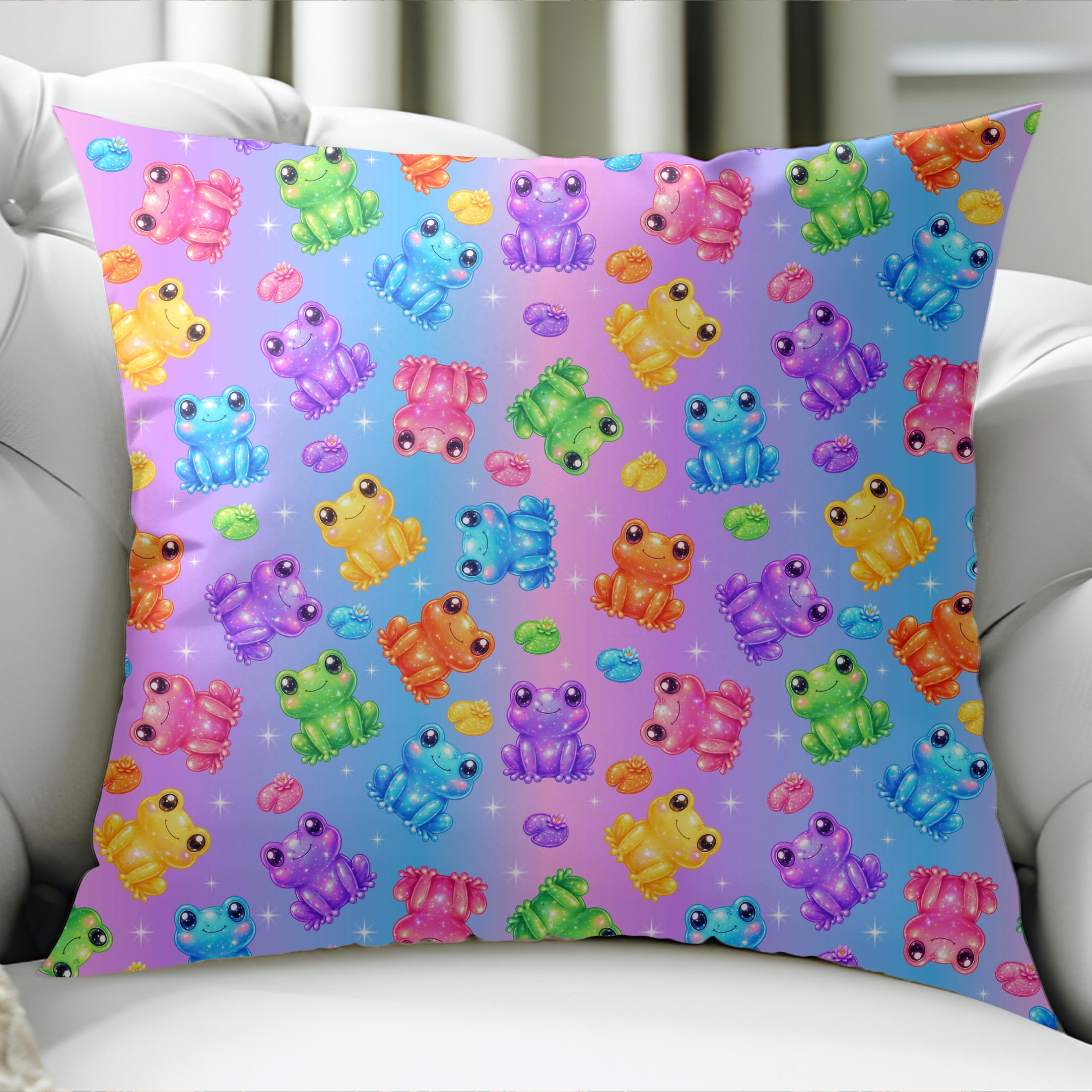 Rainbow Frog Seamless Pattern | Cute Kawaii Frog Digital Paper ...