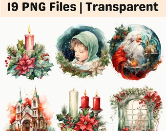 Religious Christmas Clipart Bundle | Christian Nativity PNG | Jesus Sublimation | Church Holiday Designs