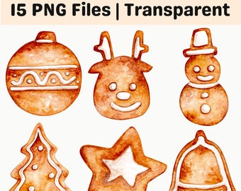 Gingerbread Cookie Clipart Bundle PNG Christmas Baking Sublimation Set