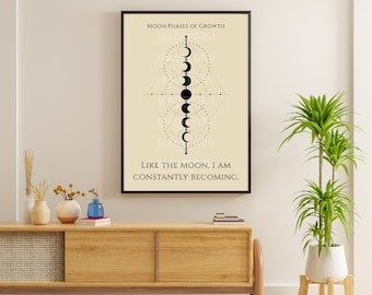 Moon Phases of Growth — Celestial Printable Wall Art | Lunar Cycle Decor | Mystic Feminine Energy