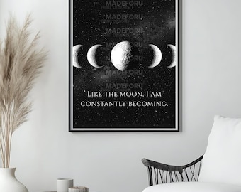 Moon Phases of Growth — Celestial Printable Wall Art | Lunar Cycle Decor | Mystic Feminine Energy|