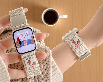 Handmade Braided Nylon for Apple Watch Band: Corgi Design, Magnetic Closure