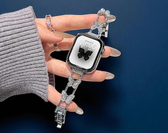 Cadena de eslabones tipo mariposa para correa de Apple Watch: elegante correa metálica