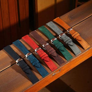 Suede Leather Watch Strap: Personalized Quick-Release Band, 18-24mm