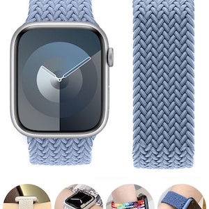 Cinturino Solo Loop intrecciato a mano per Apple Watch: nylon elasticizzato, vestibilità comoda.