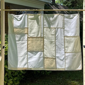 Neutral Colors Bojagi/Pojagi Curtain Panel, Patchwork Curtain, Wall Hanging, Upcycled Vintage Fabric, Divider, Living Room Curtain
