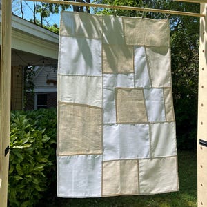 Neutral Colors Bojagi/Pojagi Curtain Panel, Patchwork Curtain, Wall Hanging, Upcycled Vintage Fabric, Divider, Living Room Curtain