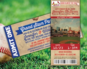 Baseball Shower Invitations - printable - Baseball card - Baseball ticket