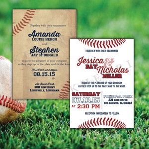 Convites de casamento com pontos de beisebol - arquivo digital - para impressão - cartões de beisebol