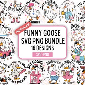 Funny Goose SVG PNG Bundle, Goose Retro Humor png, Sassy Goose, Silly Goose png, Funny Animal svg, Trendy Sublimation