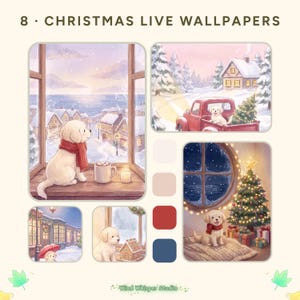 Christmas Live Wallpapers, 8 Animated Phone Lock Screens, Falling Snow Puppy Video Loops, iPhone Android