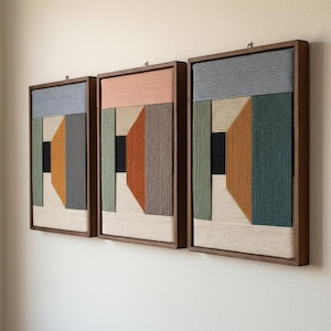 Handvävd geometrisk väggkonst, bomullsfiber boho dekor, modern texturerad väggdekoration
