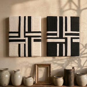Modern Rope Wall Art Set, Textured Geometric String Decor