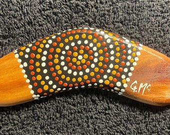 NEW Australian Aboriginal Art piece - Dot Art  - boomerang Artist Gerald McGregor
