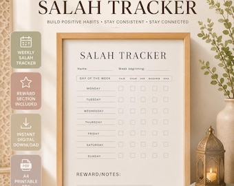 Calendario de oraciones islámicas para niños: Tabla de Salah imprimible (Descarga digital)