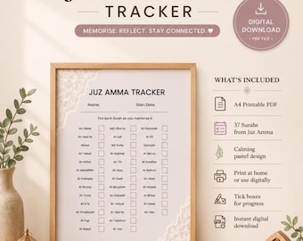 Juz Amma Memorisation Tracker • 37 Surahs • Islamic Printable PDF • Quran Progress Chart • Digital Download