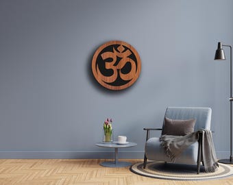 Om Mandala Wall Art – Round Laser Cut Spiritual Decor with Wood Finish  50 & 100diameter