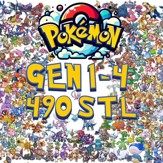 Pokémon Gen 1-4 Complete STL Bundle | 490+ Mini Figures for 3D Printing