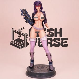 Motoko Kusanagi Ghost in the Shell STL-fil – Cyberpunk Anime-staty – Digital 3D-utskrift för nedladdning