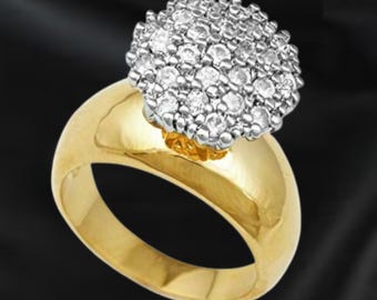 Moissanite Round flower ring, Diamond Flower Engagement Ring, Wedding Diamond Ring, Solitaire Engagement ring, Cluster ring, Gift for her
