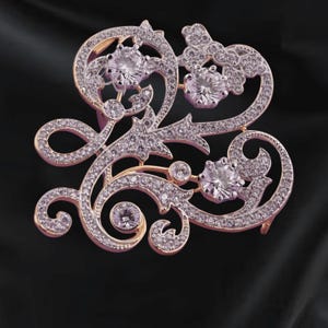 14k Yellow Gold Plated Women&#39;s Handmade Wedding Brooch , 925 Sterling Silver Round Cut Diamond  Brooch bridal/wedding Brooch. Gift For Her