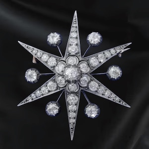 Women&#39;s Handmade Wedding Brooch ,14k White Gold Plated 925 Sterling Silver Round Cut Diamond  Brooch bridal/wedding Brooch. Gift For Her