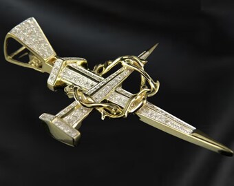 Moissanite Cross Pendant Necklace – Men’s Jesus Cross 925 Sterling Silver Hip Hop Jewelry Gift