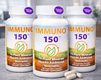 Pack of 3 Immuno 150 Mineral & Vitamin Supplement – 150 Vegetable Capsules – Plant Based Multi Nutrient Formula Fast and Free Shipping