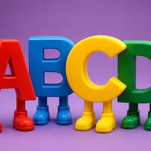 Decoración con letras del alfabeto coloridas, divertidas figuritas de letras con piernas, ABC... Decoración ZYZLearning, arte para estantes de habitaciones infantiles, regalo para maestros