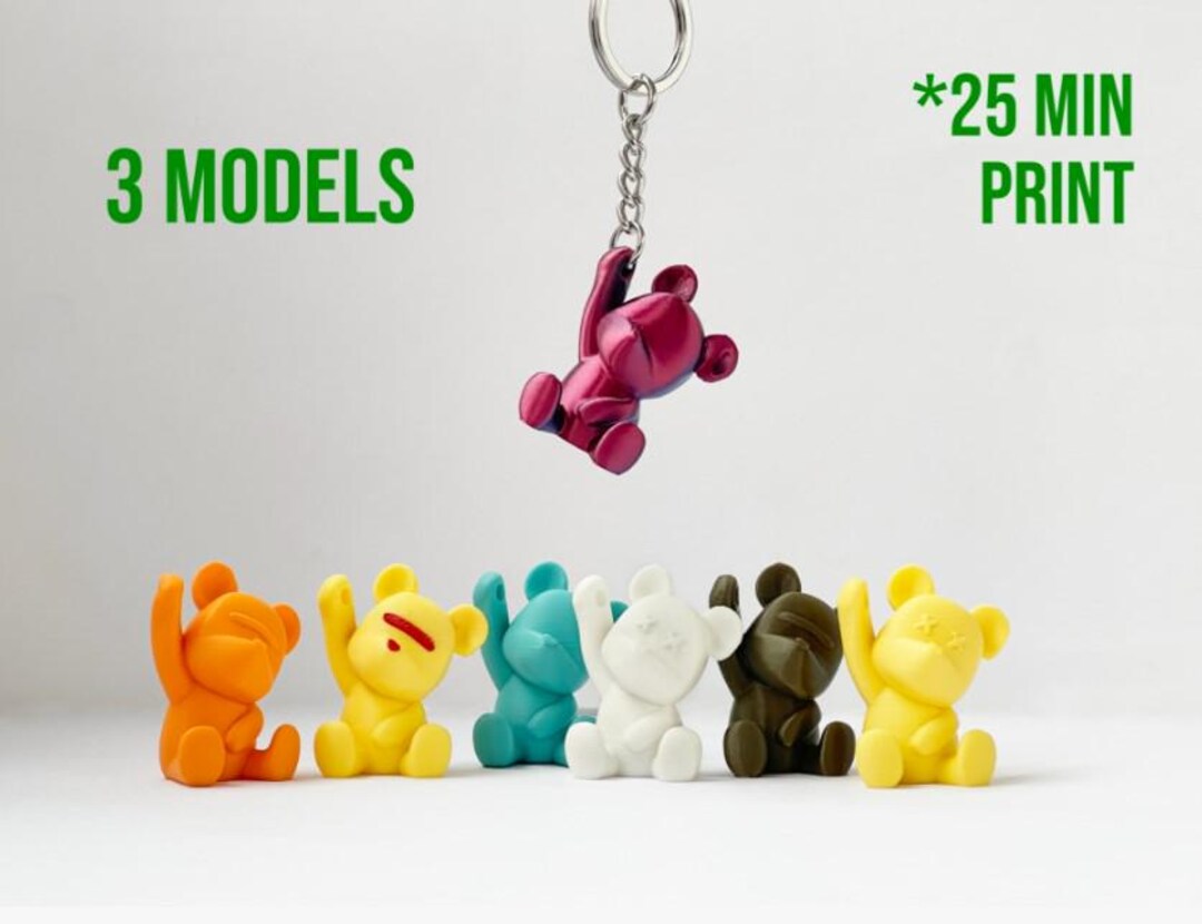 3D Printed Linked Bear Fidget Toy, Flexible Animal Desk Toy, Party ...