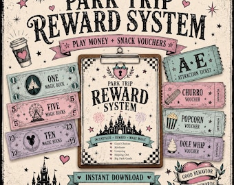 DISNEY REWARD SYSTEM Coupons, Budget System Family Trip Money Management Printable Voucher Vacation Planning Theme Park Spending Incentives