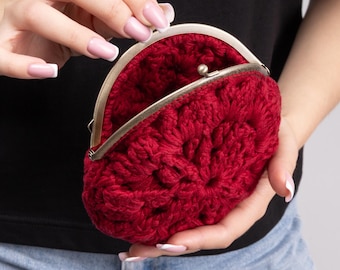 Gehaakte tas met sluiting PATROON + videotutorial DIY eenvoudig gehaakte tas vrouw, haken Ronde portemonnee met frame portemonnee gehaakte kussluiting