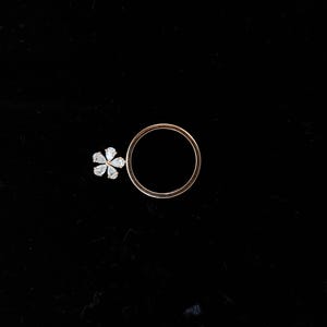 Elegant Dangling Floral Diamond Engagement Ring 18k Solid Gold Floral Anniversary  Chunky Flower Ring  Gift For Her