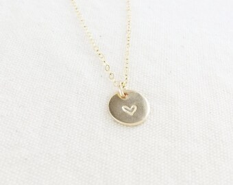 Tiny heart necklace, Small gold necklace, Tiny gold heart necklace, 14k Gold Filled