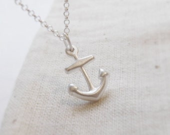 Small anchor necklace - Silver anchor necklace, Tiny anchor necklace, Nautical jewelry, Sterling Silver