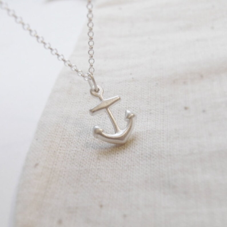 Small anchor necklace Silver anchor necklace, Tiny anchor necklace, Nautical jewelry, Sterling Silver image 1