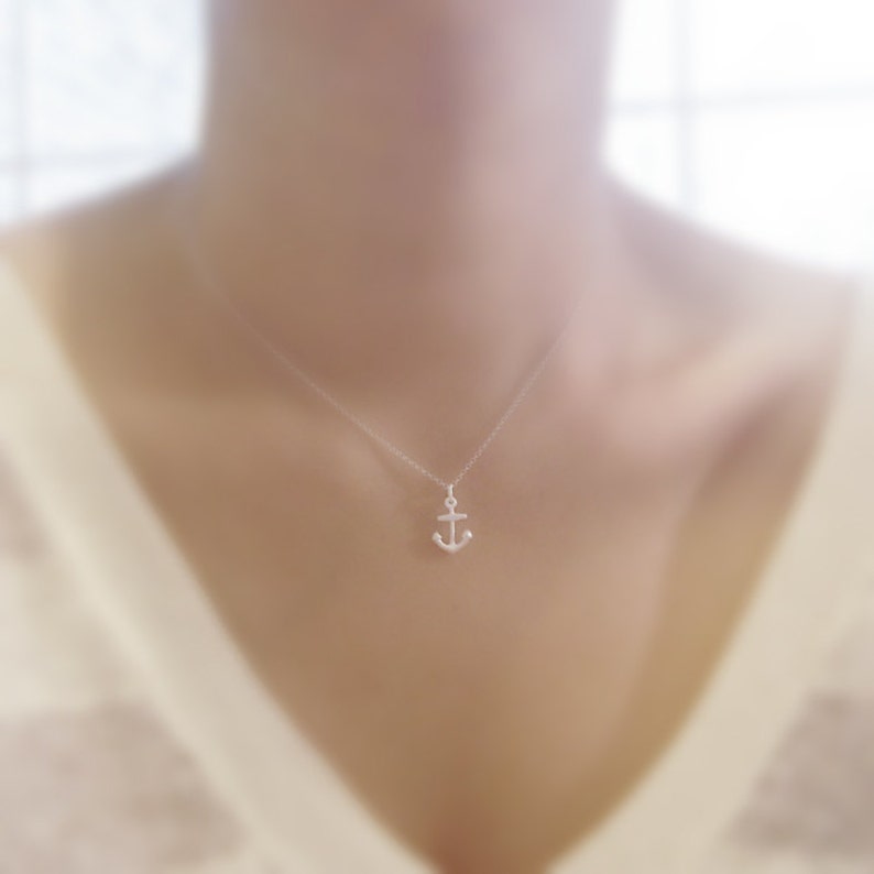 Small anchor necklace Silver anchor necklace, Tiny anchor necklace, Nautical jewelry, Sterling Silver image 5