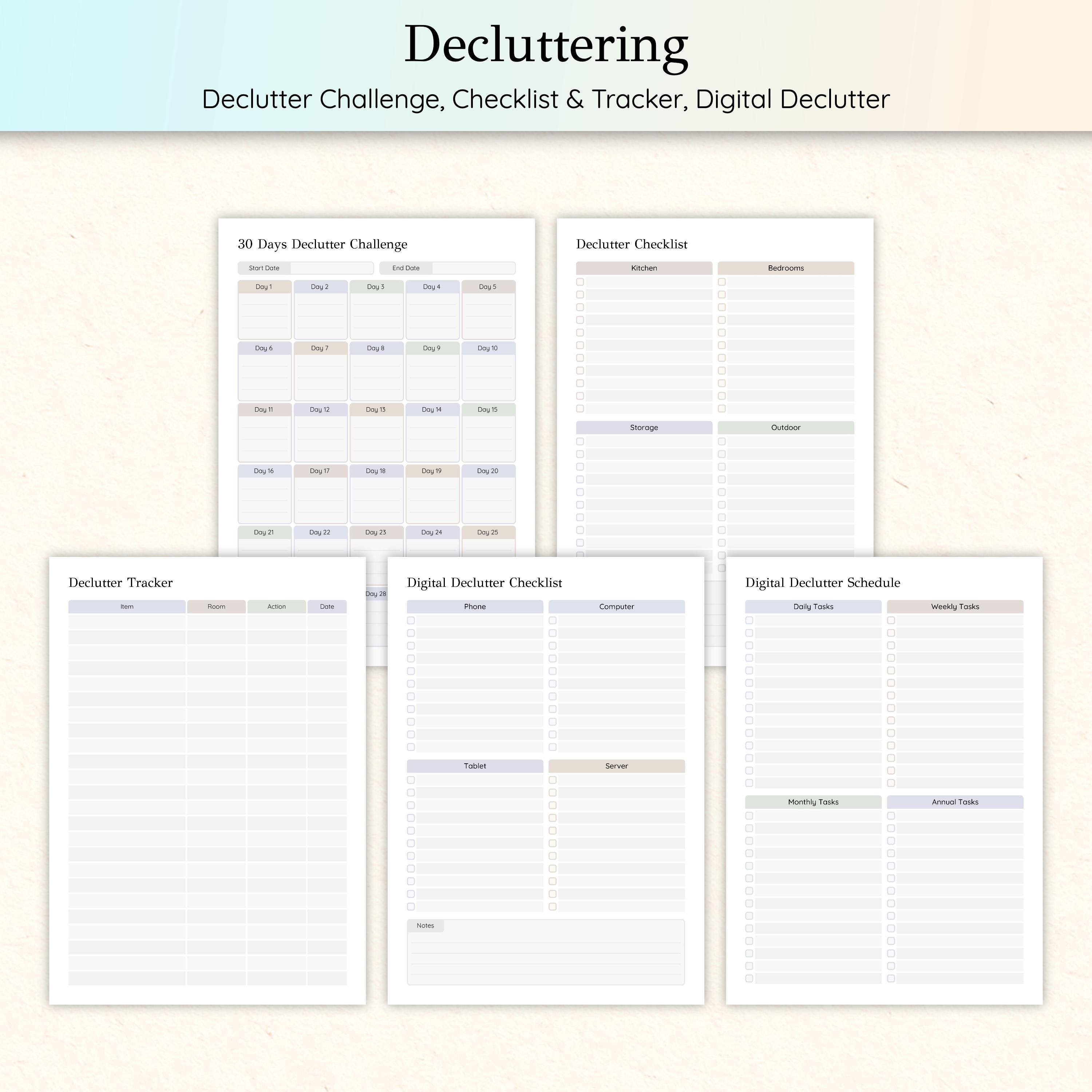 Cleaning Planner Bundle | Printable Editable PDF Canva Templates | ADHD ...
