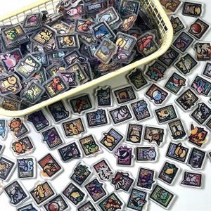 Pokémon akrylberlocker – 2 cm platta genomskinliga bitar för DIY-pyssel, telefonskal, resin, scrapbooking, shakerbook, anime-tillbehör, nyckelringar – 50–500 st