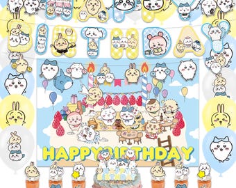 Decoraciones para fiesta de cumpleaños de Chiikawa / Tema de anime kawaii