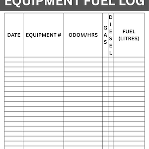 Equipment Fuel Log Sheet, Gas & Diesel Tracker, Daily Equipment ...