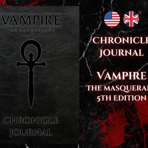 Vampire: The Masquerade V5 Chronicle Journal Character Campaign Sheet RPG Digital & Printable Compatible with Custom Illustration