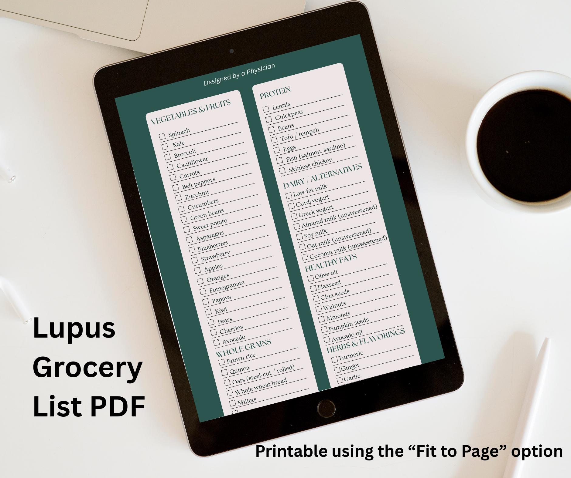 Lupus Grocery List | Anti-inflammatory Food Checklist PDF for Lupus ...