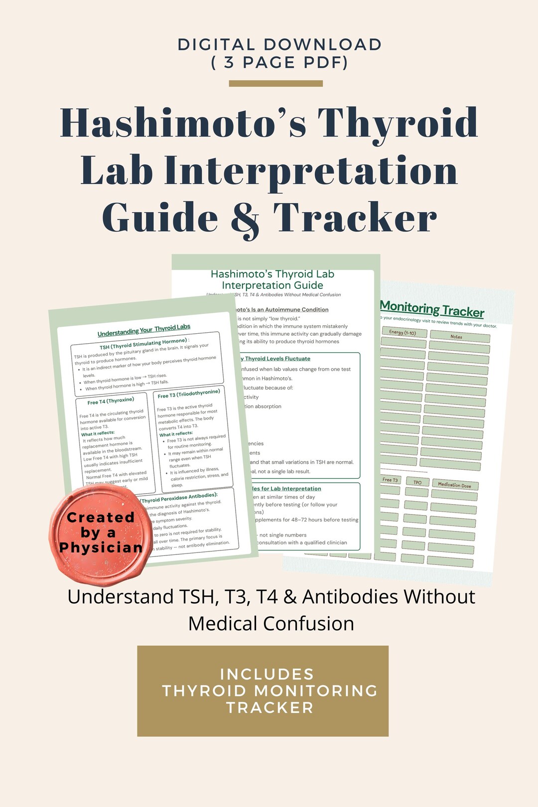 Hashimoto's Thyroid Lab Interpretation Guide & Tracker (PDF Download ...
