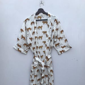 Tiger printed robe kimono,bridesmaid kimono robe, floral kimono, Beautiful bridal kimono, Indian floral gown, Indian floral robe, beach robe