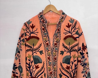 Suzani jack van TNT-stof: handgestikte kantha-jas, winterkleding