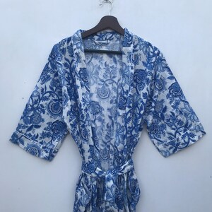 Block print robes, bridesmaid kimono robe, floral kimono, Beautiful bridal kimono, Indian floral gown, Indian floral robe, beach robe