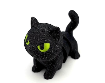 3D Printed Black Cat Figurine Desk or Shelf Decor