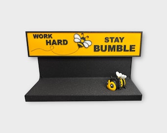Work Hard Stay Bumble Bee Desk Set: Shelf, Sign & Bee Decor